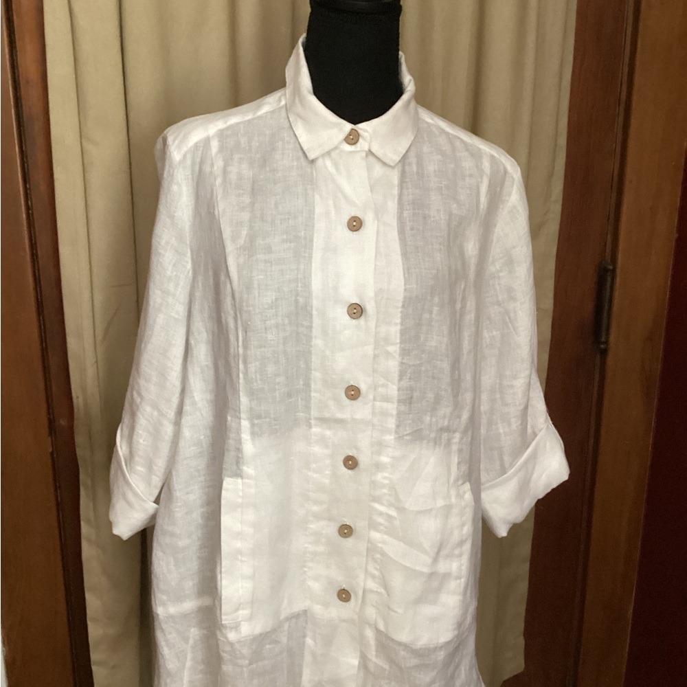 Soft Surroundings White Button Down Shirt